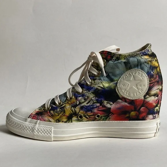 Converse All Star Lux Floral Wedge Sneakers Size 8 - Picture 9 of 16